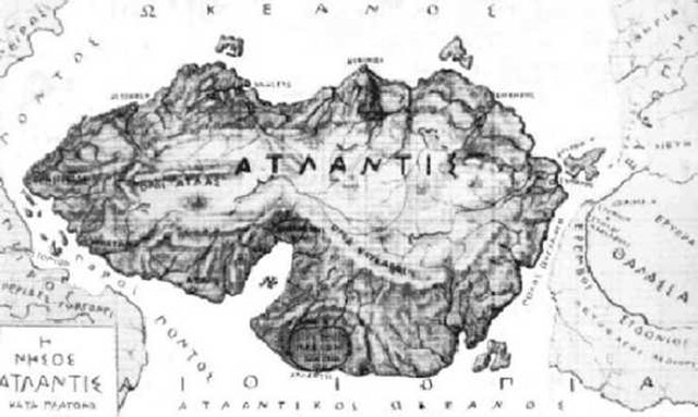 Une carte hypothétique de l'Atlantide